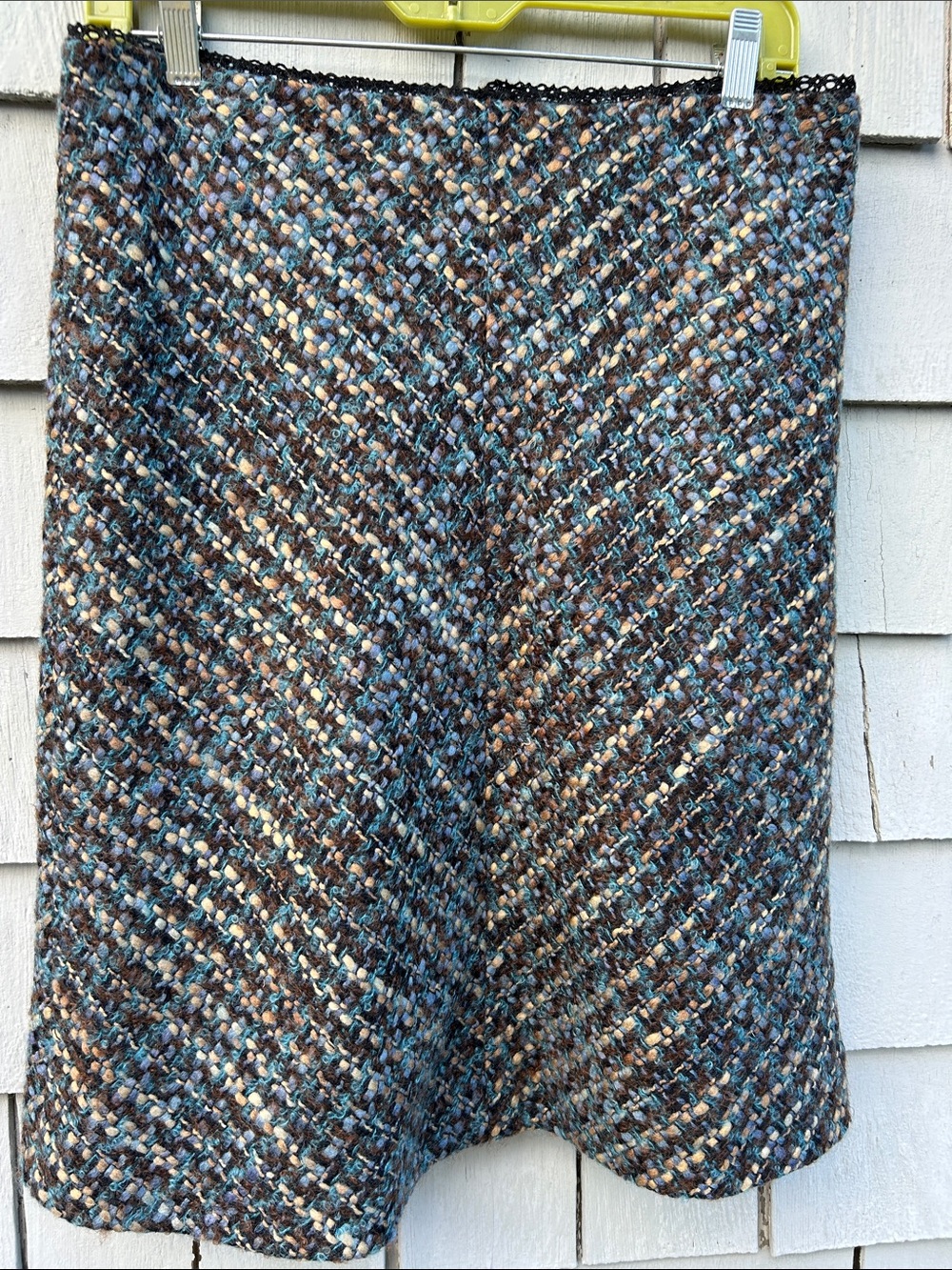Kenneth Cole Tweed Midi Skirt in Brown, Blue & Cream